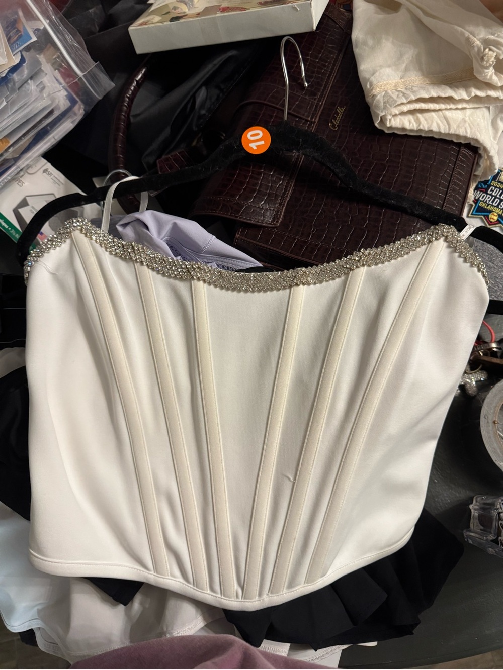 Embellished White Strapless Corset Top Size XL